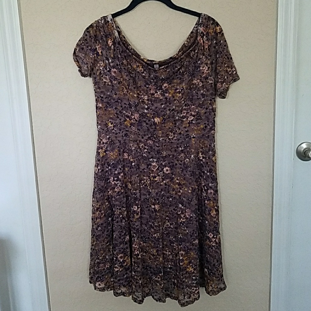 Women's Exhilaration Boat Neck Floral Lace Dress